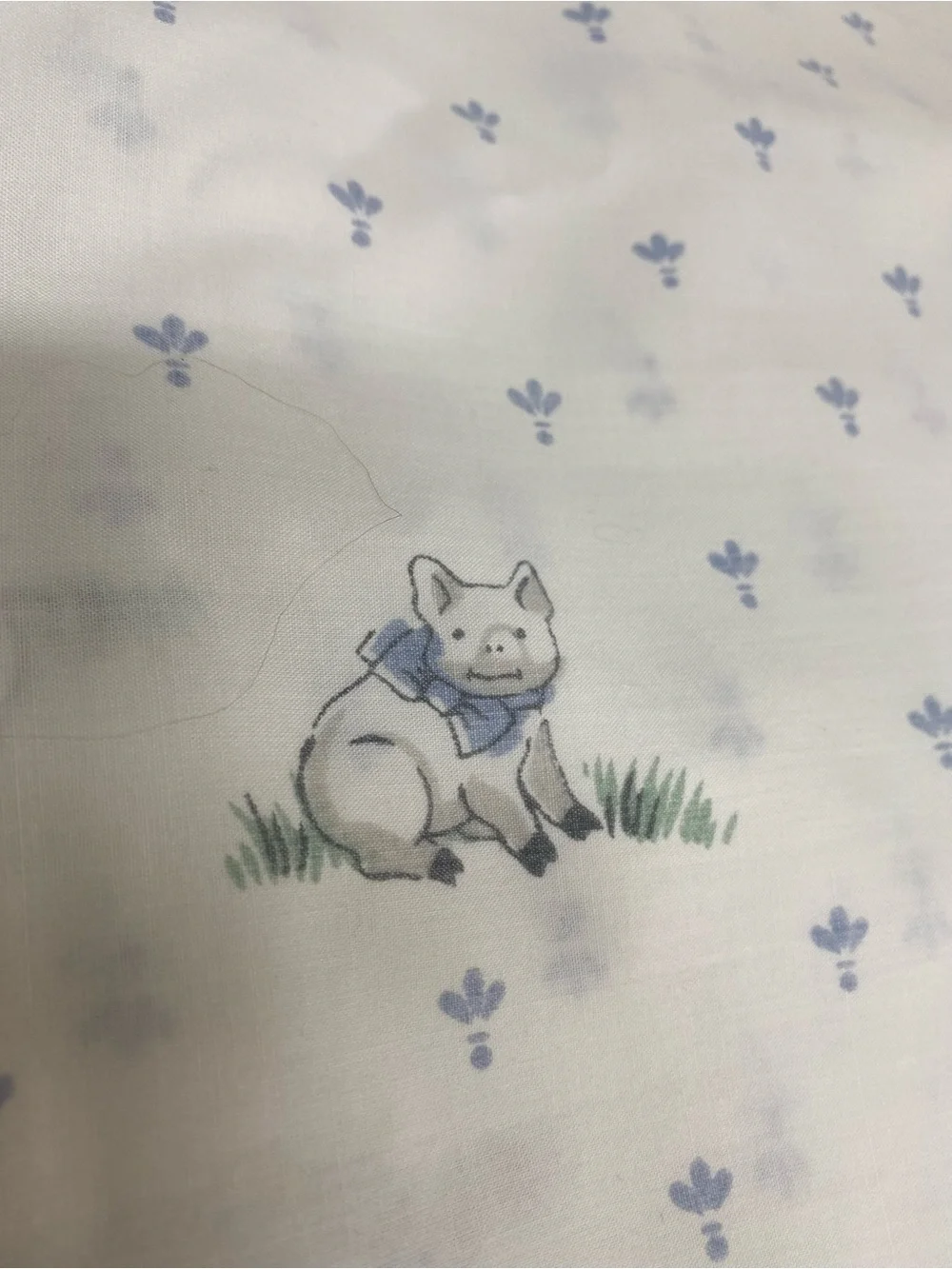Fieldcrest Full Size Flat Sheet Vintage Tres Jolie Pattern Duck Pig Rabbit Retro